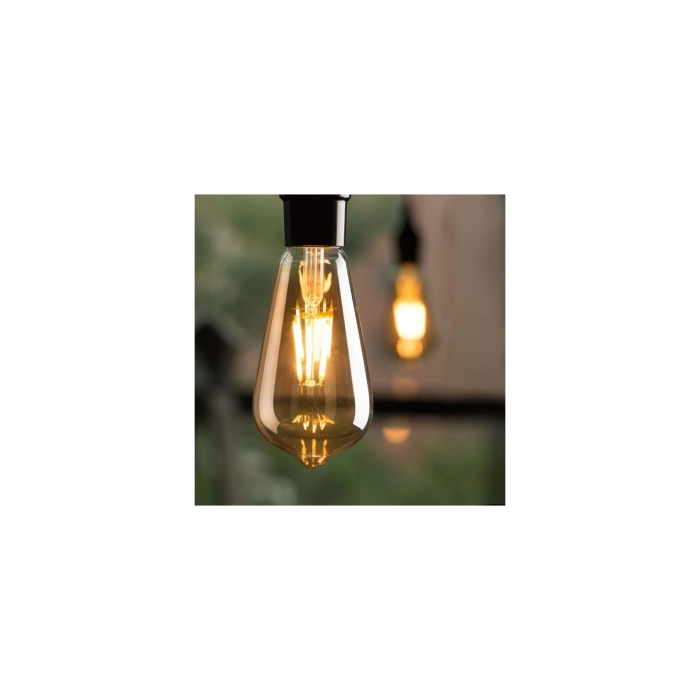 Rustik Led Ampul 3lü 4 watt sarı (Amber) ışık E27 Duy Armut Tipi St64 Dekoratif