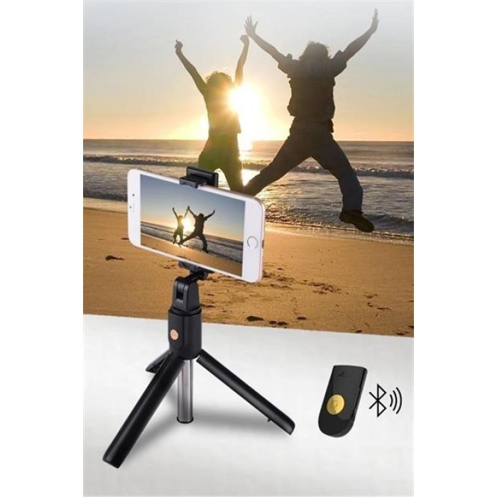 Sabitlenebilir Cep Telefon Tutucu  Ayarlanabilir Taşınabilir 3 Ayaklı Tripod Selfie Çubuğu