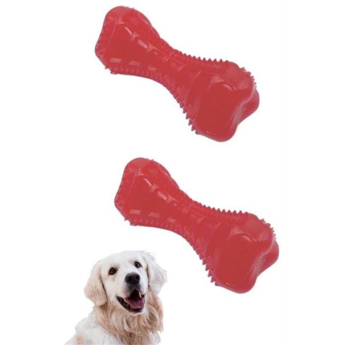 Köpekler İçin Diş Kaşıma Oyuncağı Tırtıklı Yapıda Plastik Dumbell