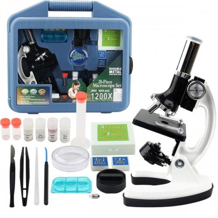 Nikula Mikroskop Taşınabilir Set 28 Parça Eğitim Mikroskop Kiti 300X 600X Ve 1200X Çocuklara