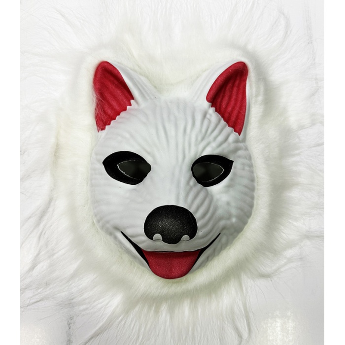 Köpek Maskesi - Kurt Maskesi Yetişkin Çocuk Uyumlu Beyaz Renk Model 2