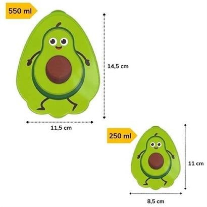 2li İç İçe Geçebilen Avokado Model Saklama ve Beslenme Kabı Seti (550 ml + 250 ml)