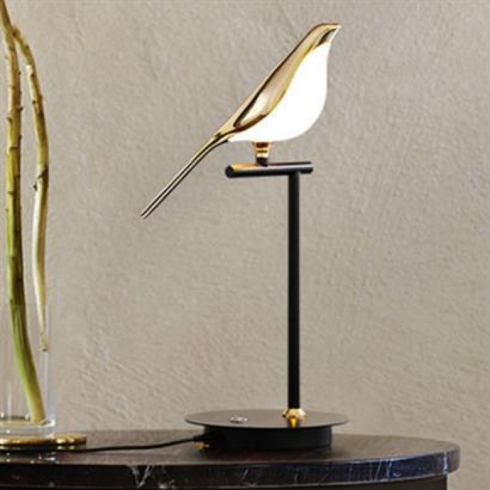 Saksağan Kuş Modeli Tekli Dokunmatik Aydınlatma Masa Üstü Gece Lambası Göz Korumalı Abajur