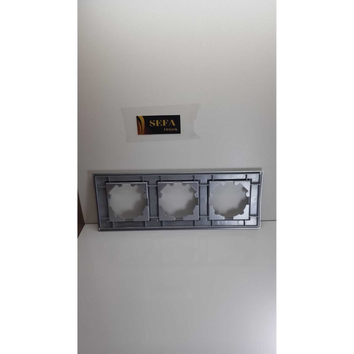 METALİK GRİ ÜÇLÜ ÇERÇEVE ELBİ ZENA SİLVERLİNE SERİSİ