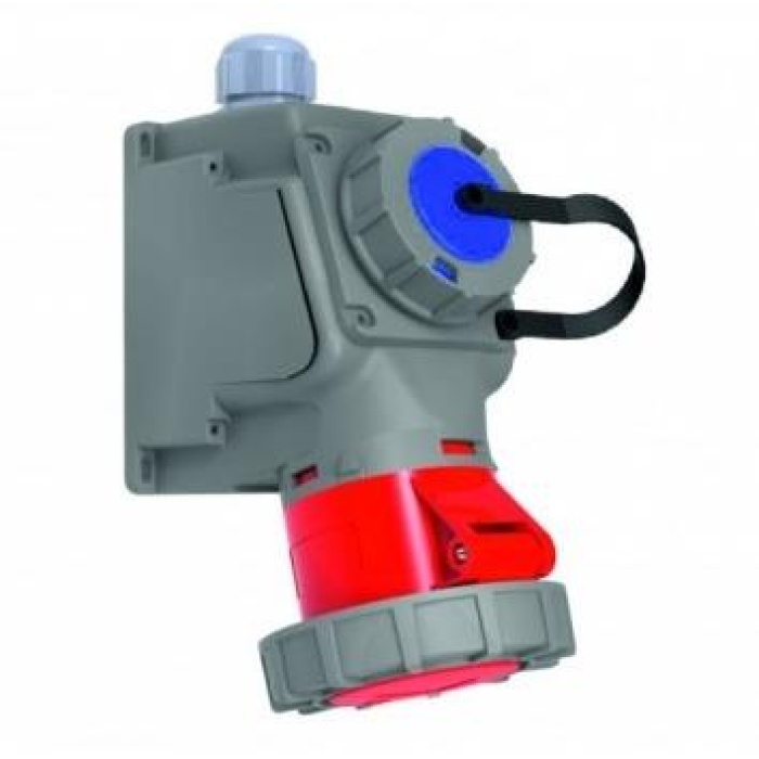 Bemis CEE Norm 5x32A. (3P+E+N) 380V. 50/60 Hz. 6h IP 67 90° Eğik P.Prizli Duvar Priz