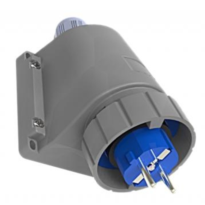 Bemis Monofaze 1x16A. (2P+E) 200/250V. IP 67 90° Eğik Duvar Fiş
