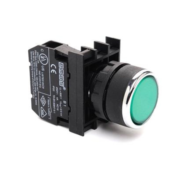Emas B Serisi Kalıcı Yaylı Tip Butonlar, 22mm, IP50 1NA