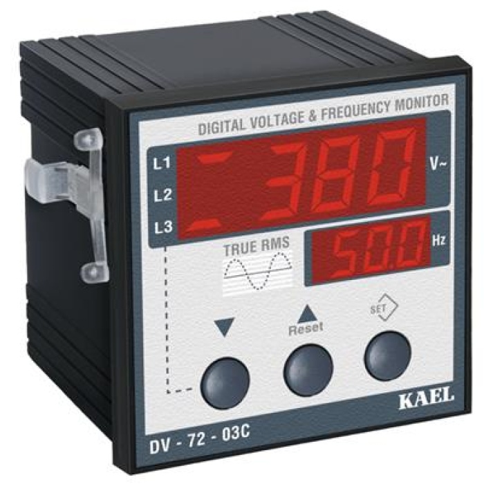 Kael Seçilebilir 3 Faz AC Voltmetre + Frekansmetre 72x72