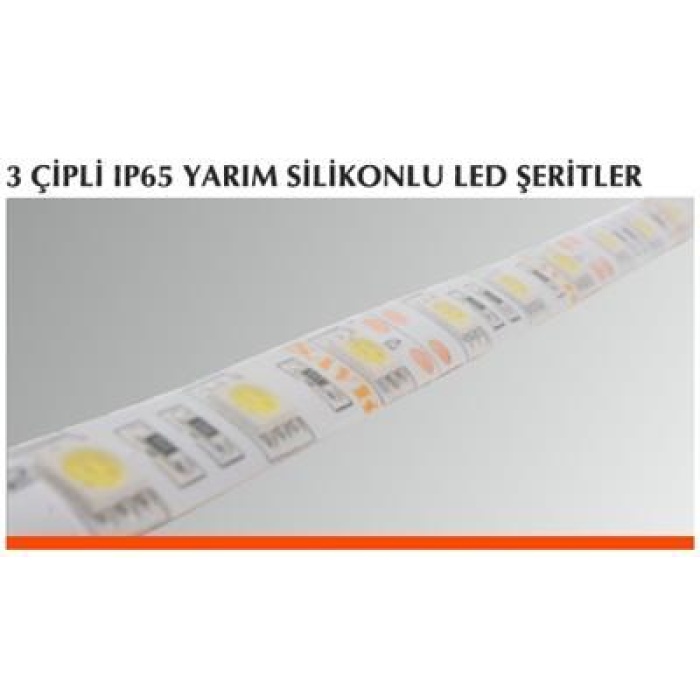 Şavk Üç Çipli IP65 Yarım Silikonlu Şerit Led 60 Led Yeşil