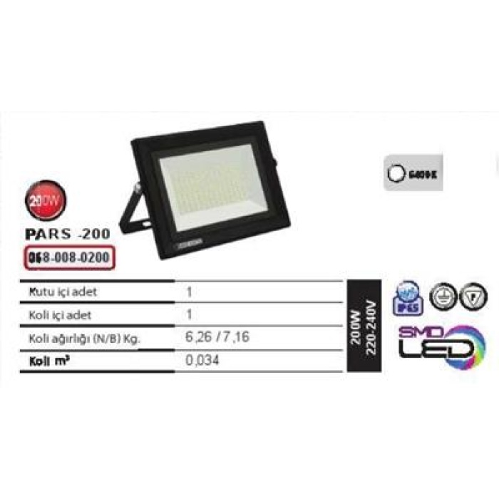 Horoz Pars-200 200W Ledli Projektör