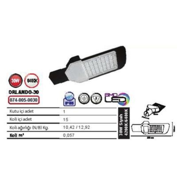 Horoz Orlando-30 30W 125x355mm Ledli Sokak Armatürü