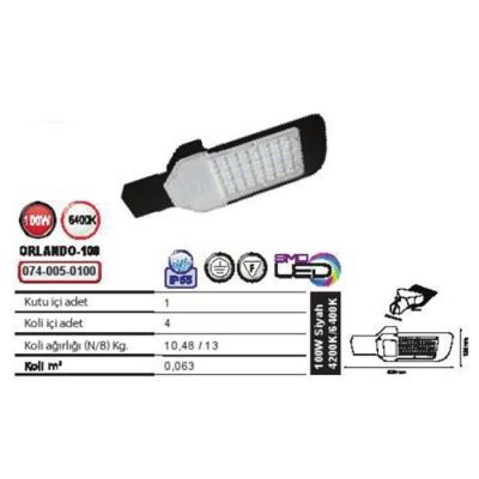 Horoz Orlando-100 100W 220x620mm Ledli Sokak Armatürü