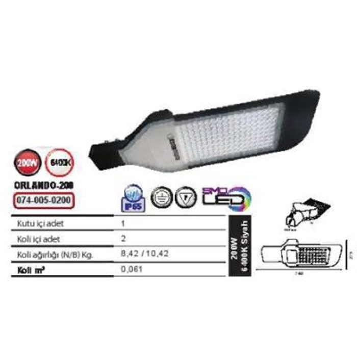 Horoz Orlando-200 200W 275x740mm Ledli Sokak Armatürü