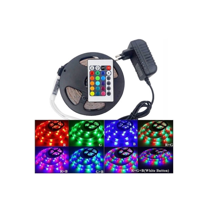 Animasyonlu Rgb Şerit Led Işık Aydınlatma Seti Tak Çalıştır Kumandalı Adaptörlü Conti