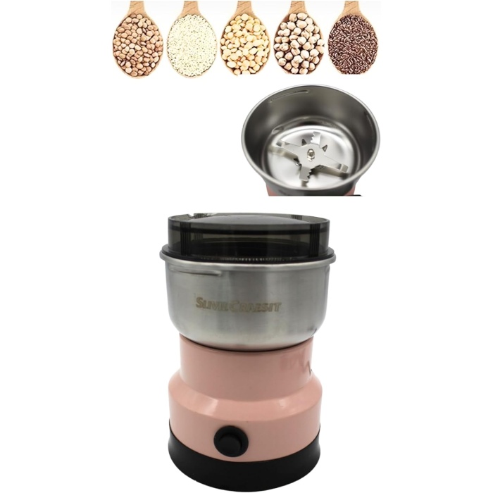 350 Watt 4 Bıçaklı Çok Amaçlı Mini Öğütücü: Kahve, Baharat Öğütücü - Pembe