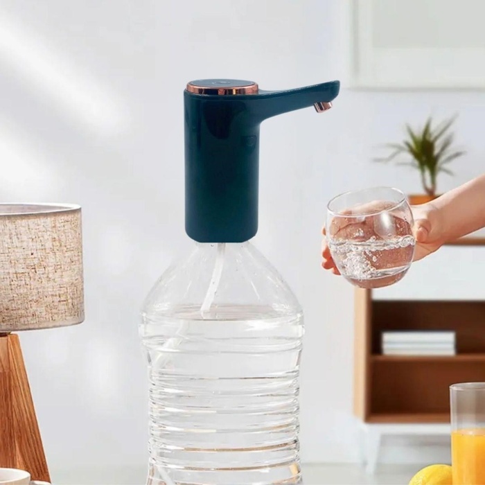 BUFFER® Retro Model Otomatik Damacana Pompası Aparatı Yeşil Renk Bakır Detaylı
