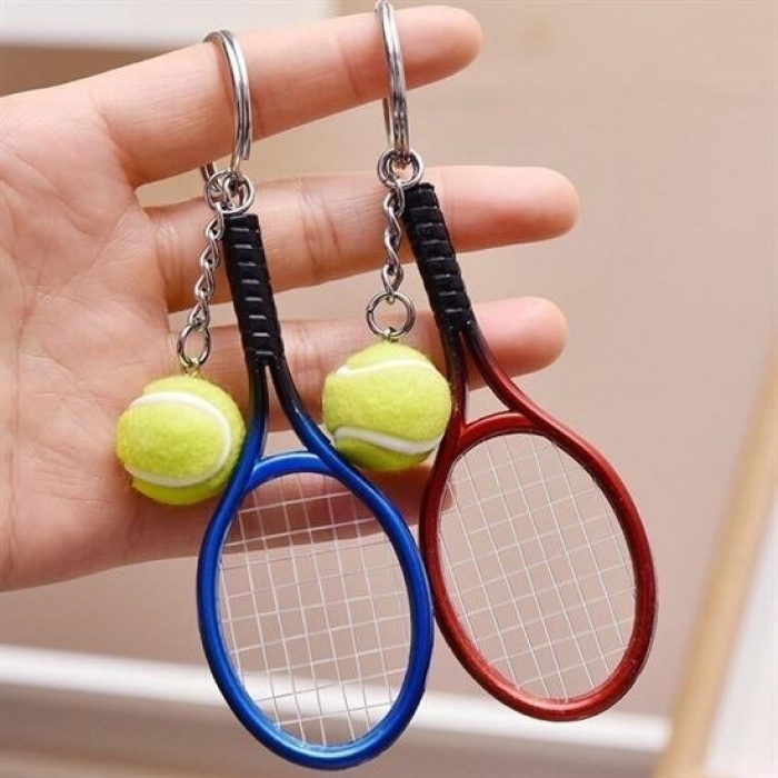 BUFFER® Gerçekçi Tenis Raketi Tasarımlı Şık Anahtarlık Kolye Çanta Süsü Tennis Keychain
