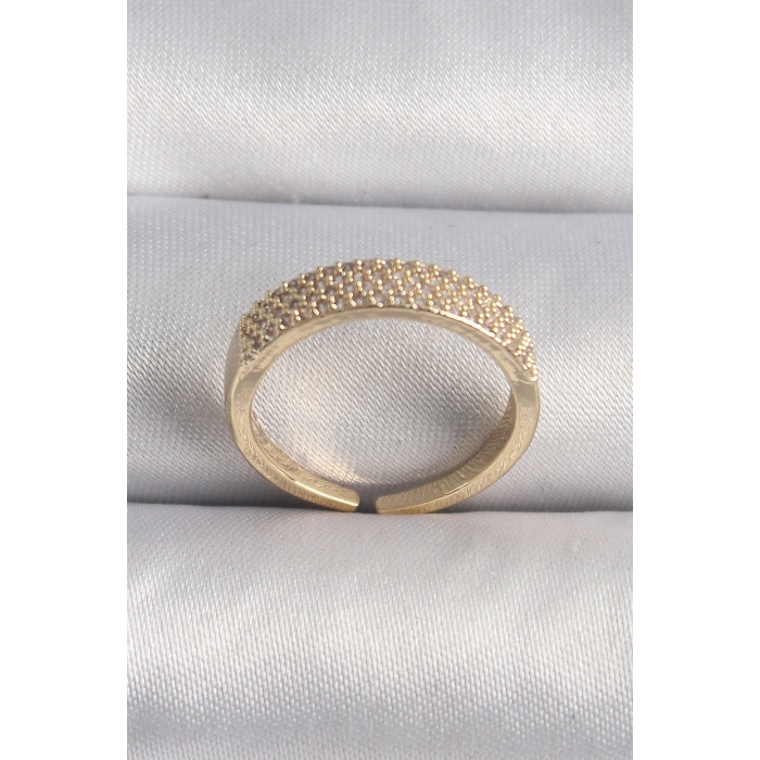 Pirinç Gold Renk Zirkon Taşlı VIP Seri Kadın Yüzük - TJ-BYK3506