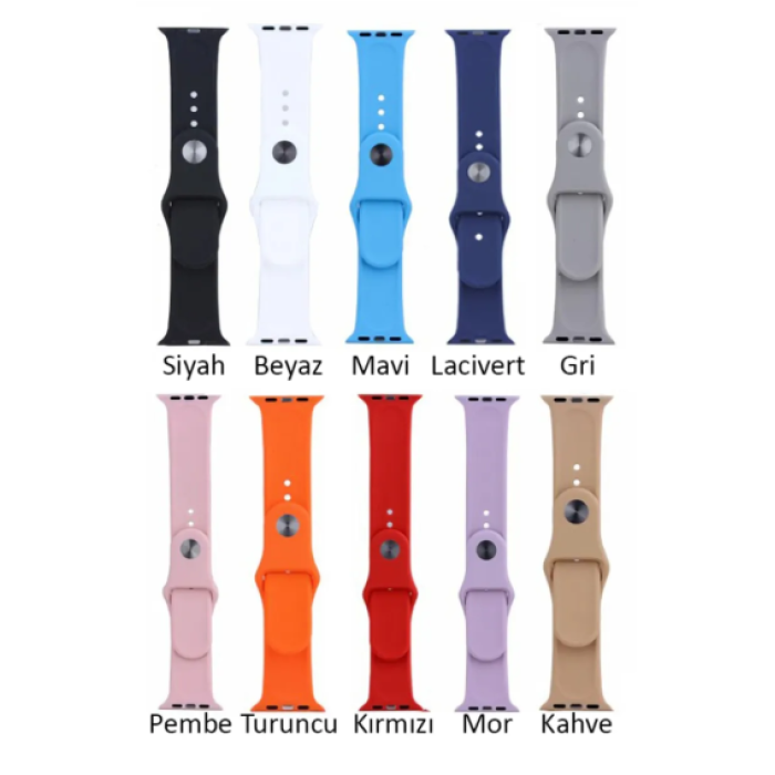 Watch Uyumlu 42 44 45mm/S A Kalite Kordon Kayış Bileklik Klasik Kaliteli Silikon Kordon ŞEFTALİ