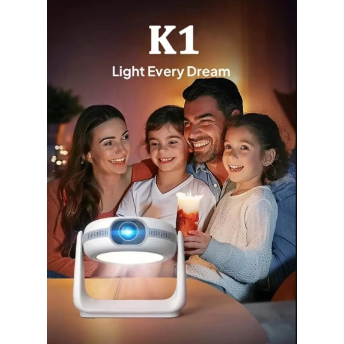 Taşınabilir Şarjlı Sinema Projektörü 4k Şarjlı Bluetooth Android Akıllı Hoparlörlü Işıklı Gerçek 4k