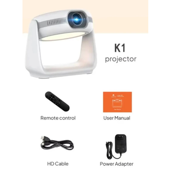 Taşınabilir Şarjlı Sinema Projektörü 4k Şarjlı Bluetooth Android Akıllı Hoparlörlü Işıklı Gerçek 4k