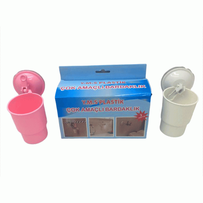 VANTUZLU PLASTİK 2 PARÇA  ÇOK AMAÇLI BARDAKLIK (4915)