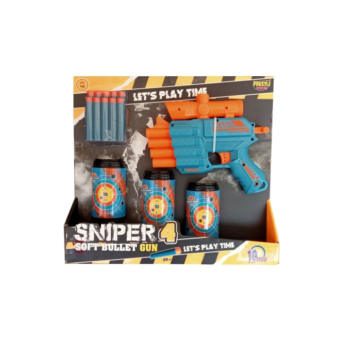 Sniper 4 Girişli Hedefli Dürbünlü Sünger Mermi Atan Nerf Tabancası