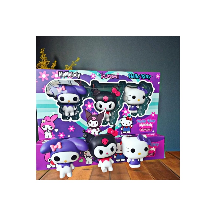 Hello kitty, my melody, kuromi 3lü  kaliteli figür