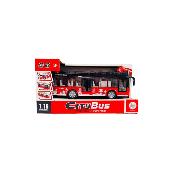 Ses ve Işıklı Oyuncak Şehir Otobüsü A1119-13 Kımızı