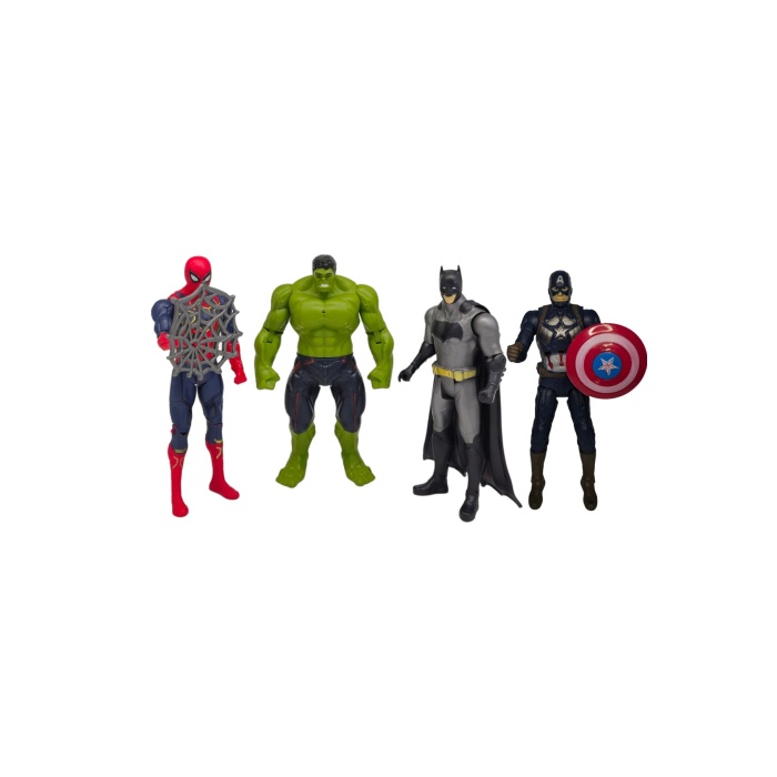 Dörtlü Kutulu Kahraman Seti FAB.1622, Batman Örümcek Adam Hulk Kaptan Amerika Figür