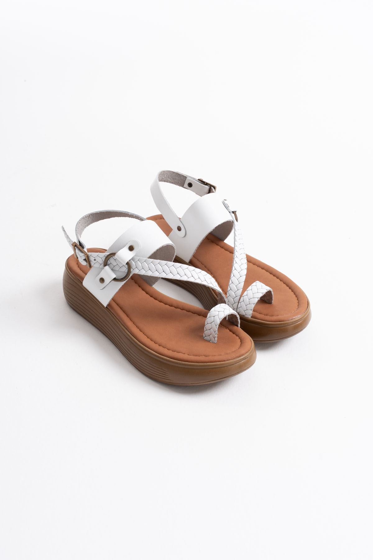 Beyaz Hakiki Deri Sandalet TR31MY64B