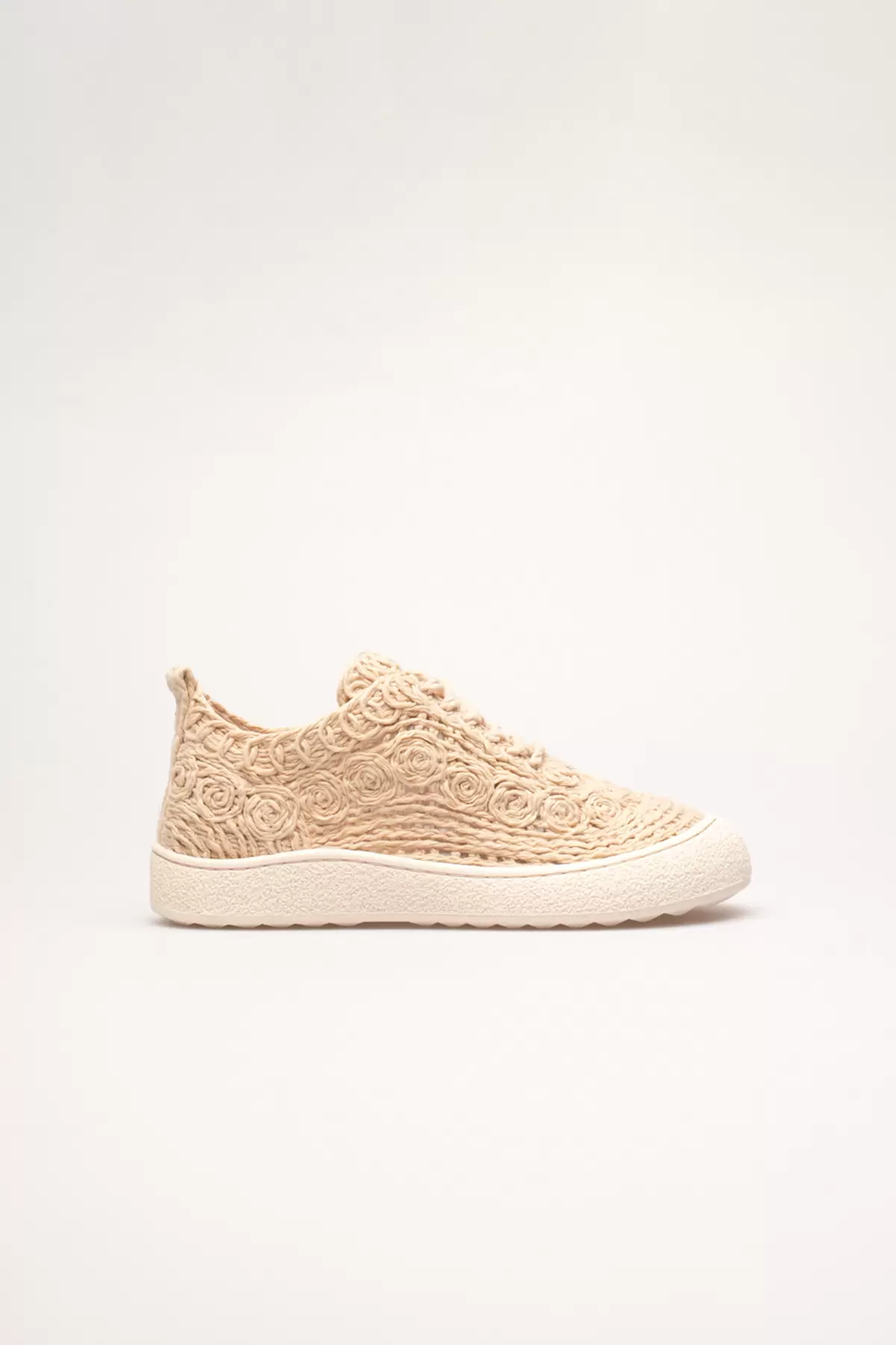 Kadın Bej Örgü Detaylı Günlük Sneaker Rahat ve Hafif Spor Ayakkabı TR01MY01C