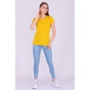Sarı Renk %100 Pamuk Bisiklet Yaka Basic Baskısız Kadın Örme Kısa Kollu Tshirt