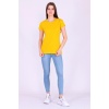 Sarı Renk %100 Pamuk Bisiklet Yaka Basic Baskısız Kadın Örme Kısa Kollu Tshirt