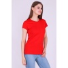 Kırmızı Renk %100 Pamuk Bisiklet Yaka Basic Baskısız Kadın Örme Kısa Kollu Tshirt