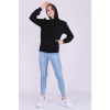 Siyah Basic Oversize Kadın Kapüşonlu Hoodie 3 iplik Sweatshirt