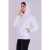 Beyaz Basic Oversize Kadın Kapüşonlu Hoodie 3 iplik Sweatshirt