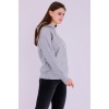 Gri Basic Oversize Kadın Kapüşonlu Hoodie 3 iplik Sweatshirt