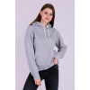 Gri Basic Oversize Kadın Kapüşonlu Hoodie 3 iplik Sweatshirt