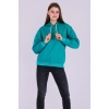 Yeşil Basic Oversize Kadın Kapüşonlu Hoodie 3 iplik Sweatshirt