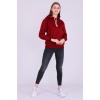 Bordo Basic Oversize Kadın Kapüşonlu Hoodie 3 iplik Sweatshirt