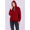 Bordo Basic Oversize Kadın Kapüşonlu Hoodie 3 iplik Sweatshirt