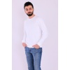 Beyaz Basic Erkek 2 iplik Sweatshirt