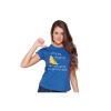 Komik Kedi Baskılı Dar Kesim Kadın Mavi t-shirt