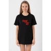 Friday The 13th Letter Logo Siyah Kadın Oversize Tshirt