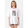Free Palestine Beyaz Kadın Oversize Tshirt