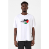 Heart Palestine Flag Beyaz Erkek Oversize Tshirt