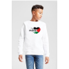 Heart Palestine Flag Beyaz Çocuk 2ip Sweatshirt