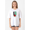 Watermelon Palestine Flag Beyaz Kadın Oversize Tshirt