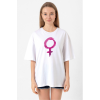 Purple Venus Symbol Beyaz Kadın Oversize Tshirt